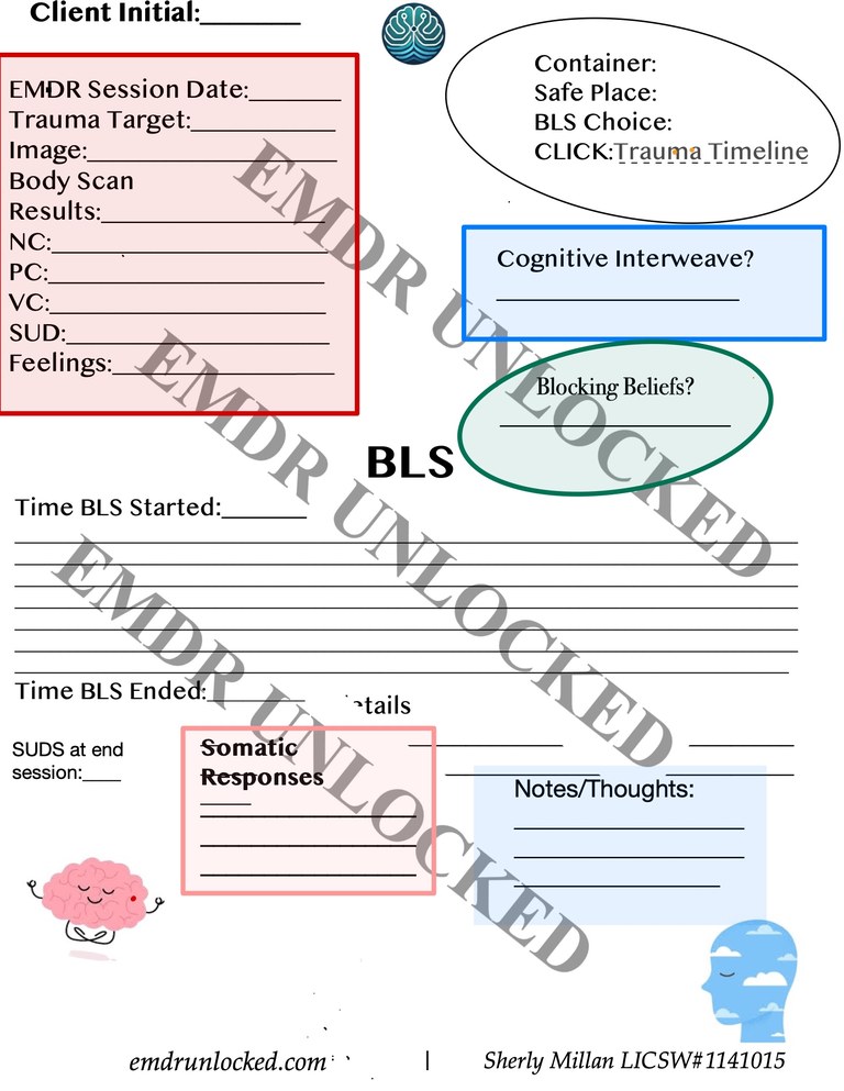 EMDR single-session structured note — watermarked preview