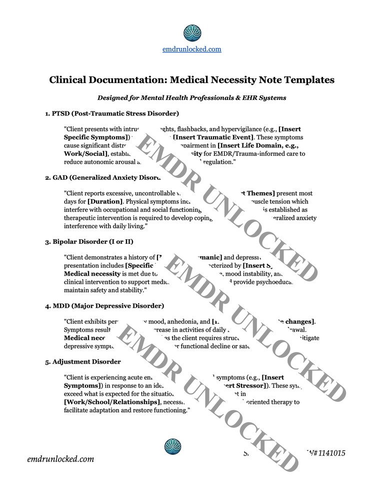 EMDR multi-session tracker template — watermarked preview